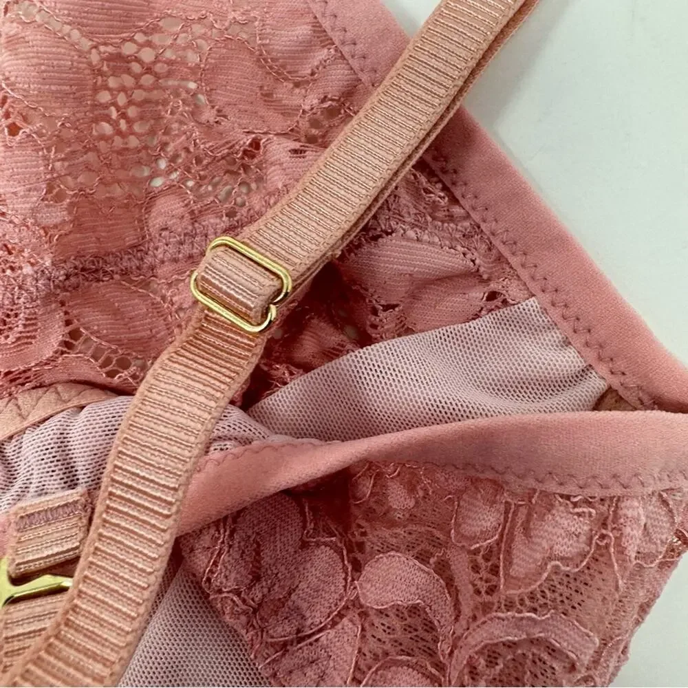 We Are HAH‎ Hook Up Balconette Bra Size DD Band 32-40 Lace Dusty Rose Underwire